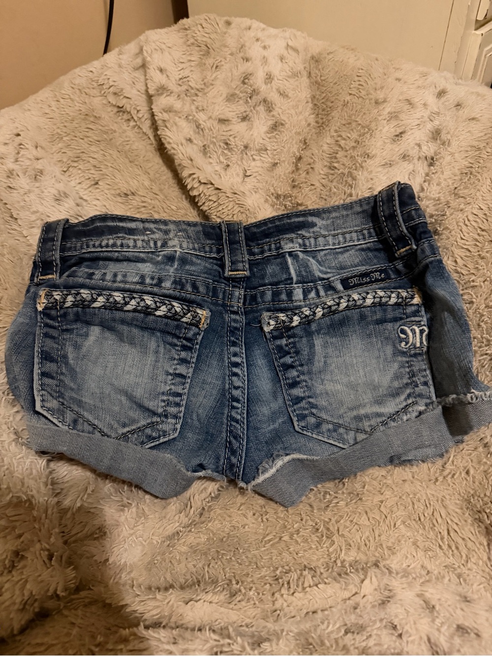 Signature Women's Blue Denim Cutoff Shorts with Braided Pocket Detail